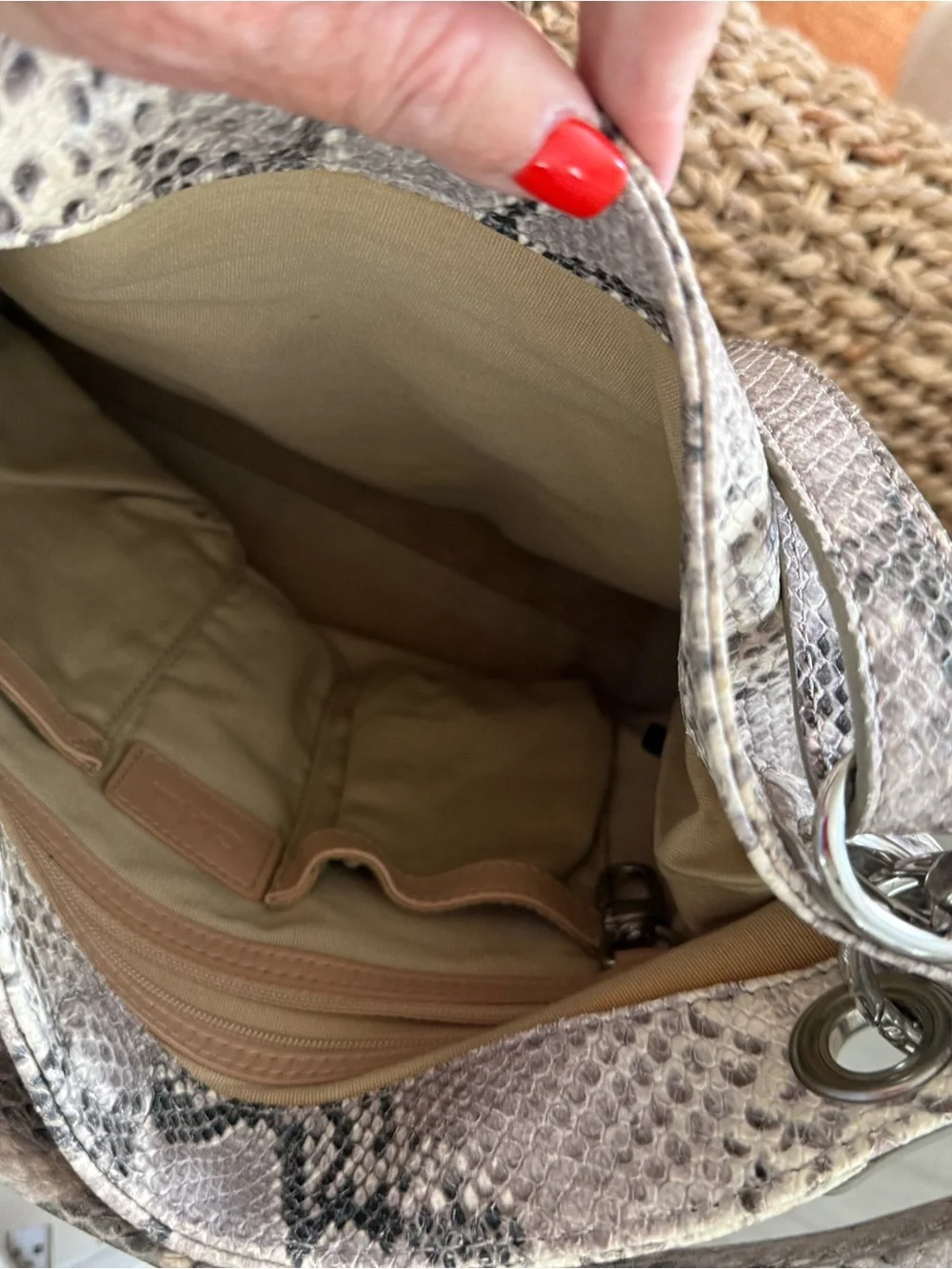 Cole Haan Snake-Print Crossbody Bag - Taupe
